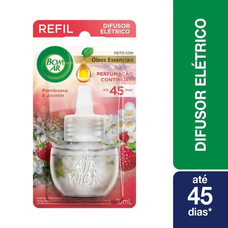 Difusor Elétrico Bom Ar Framboesa e Jasmim Refil 16ml