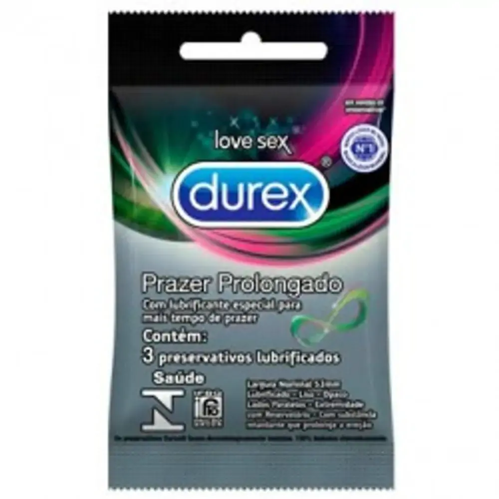 Preservativo Durex Prazer Prolongado Com 03 Unidades