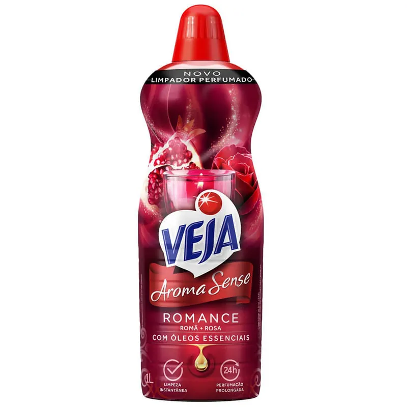 Limpador perfumado Veja Aroma Sense Romance com óleos essenciais 1L
