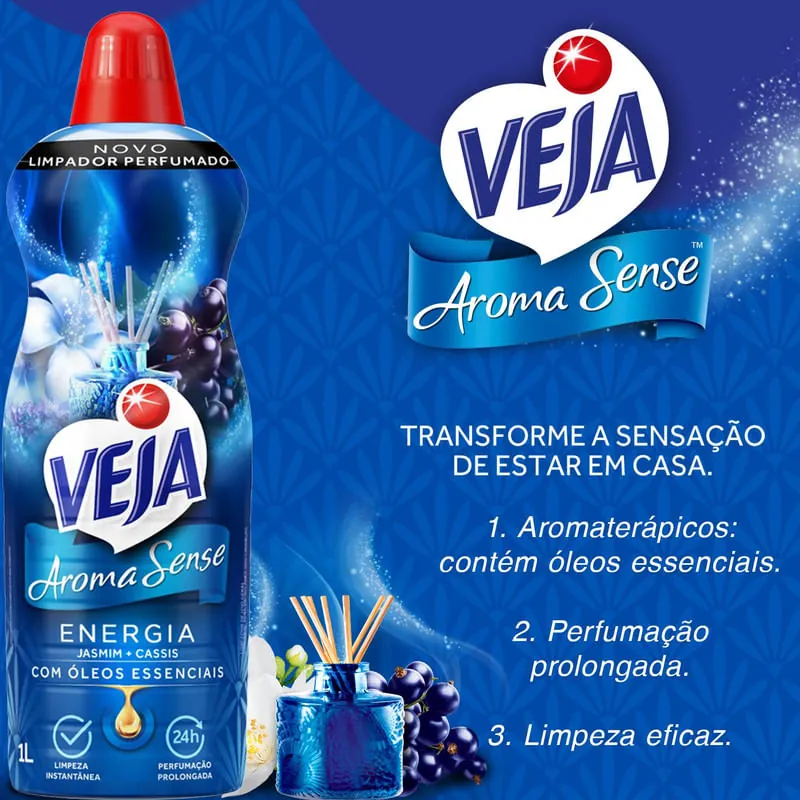 Limpador Perfumado Veja Aroma Sense Energia com óleos essenciais 1L