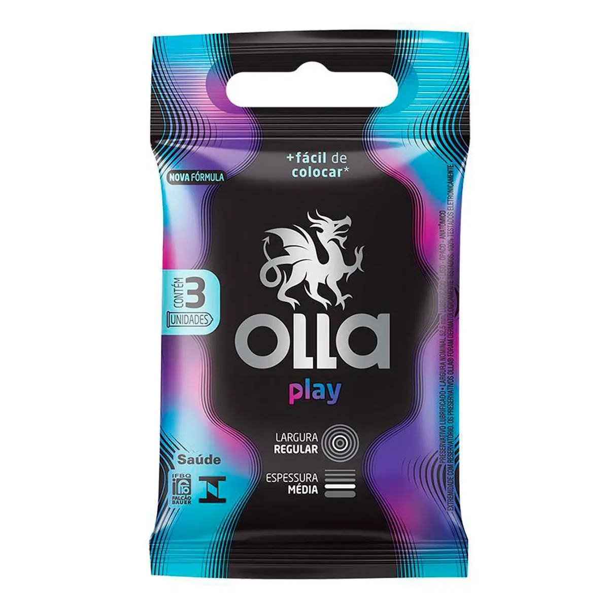 Preservativo Masculino Play Olla com 3 unidades