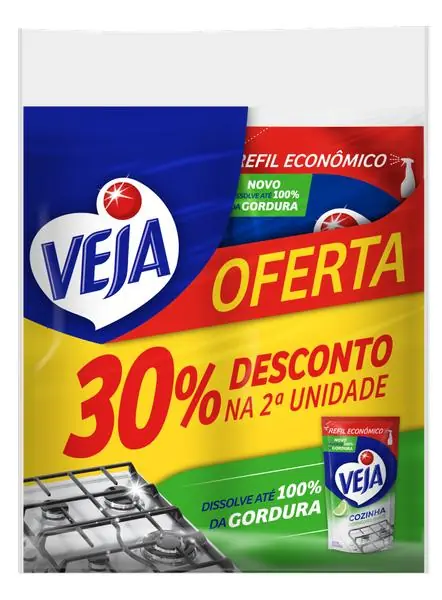 Limpador Desengordurante Veja Cozinha Limão com 2 unidades de 400ml