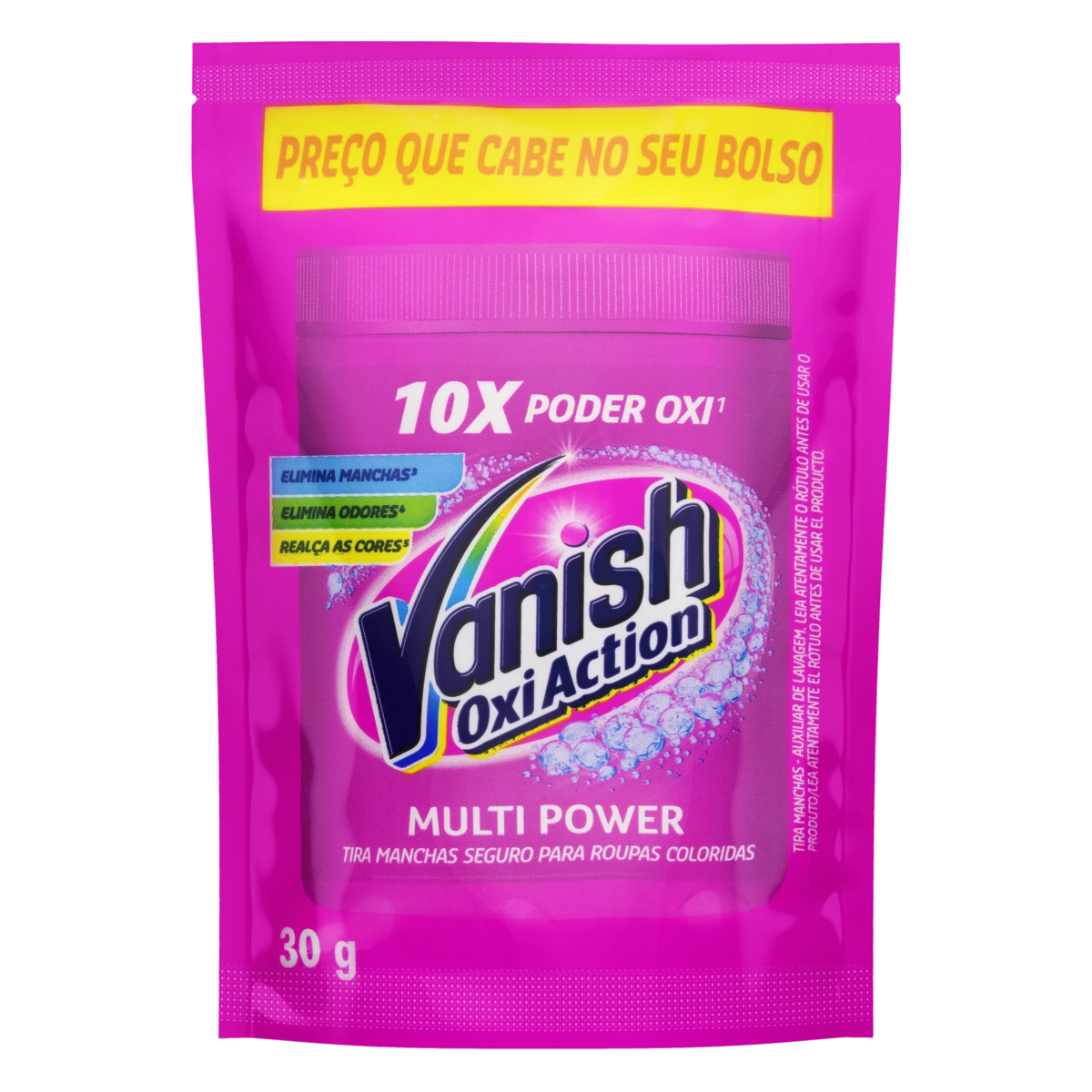 Tira Manchas em Pó Vanish Multi Power Oxi Action 30g para roupas coloridas