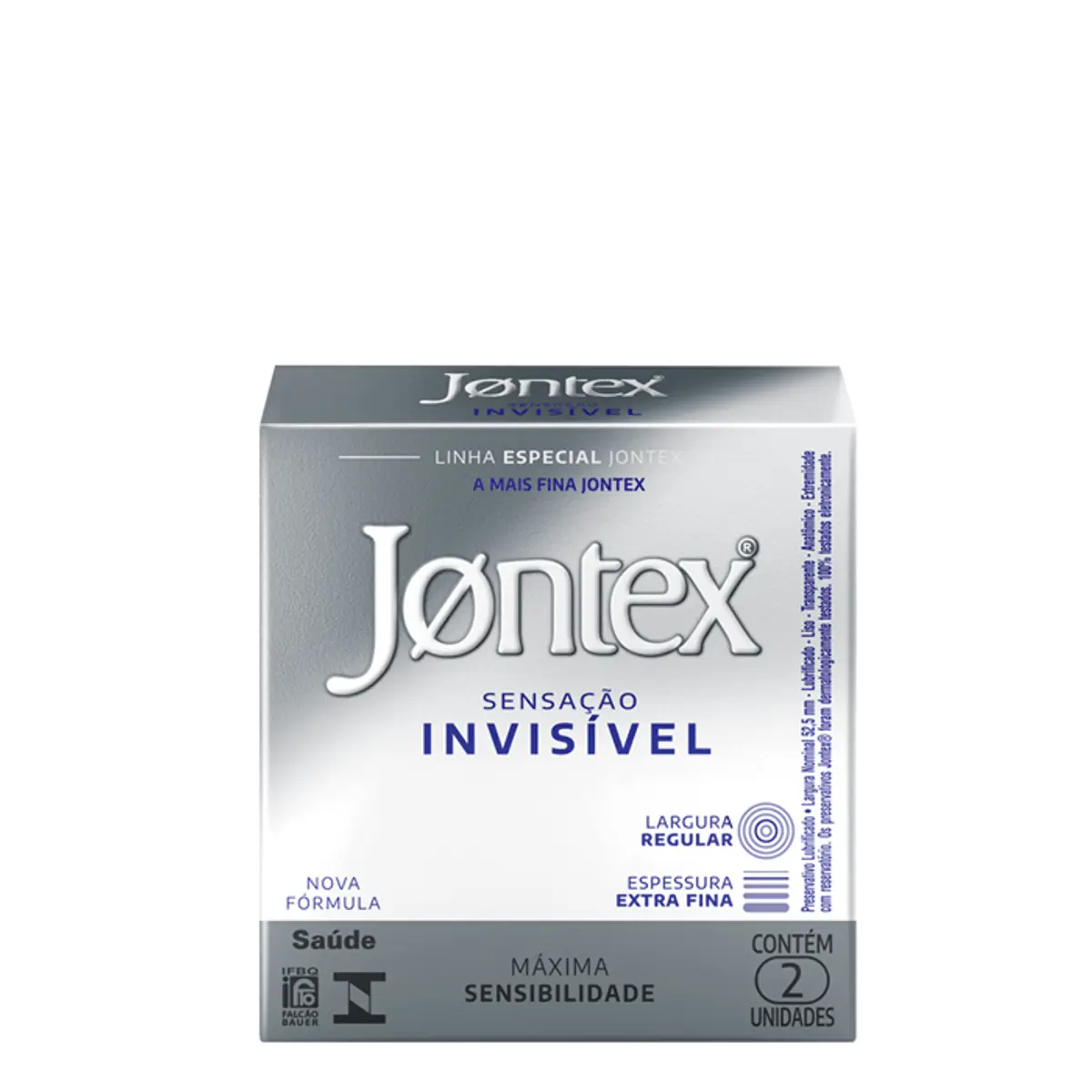 Preservativo Masculino Lubrificado Sensação Invisível Jontex Caixa 2 Unidades