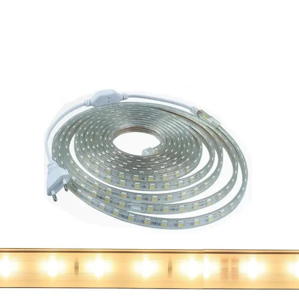 Fita Led 5050 Branco Quente 1metro 14w/m Com Conector 127v