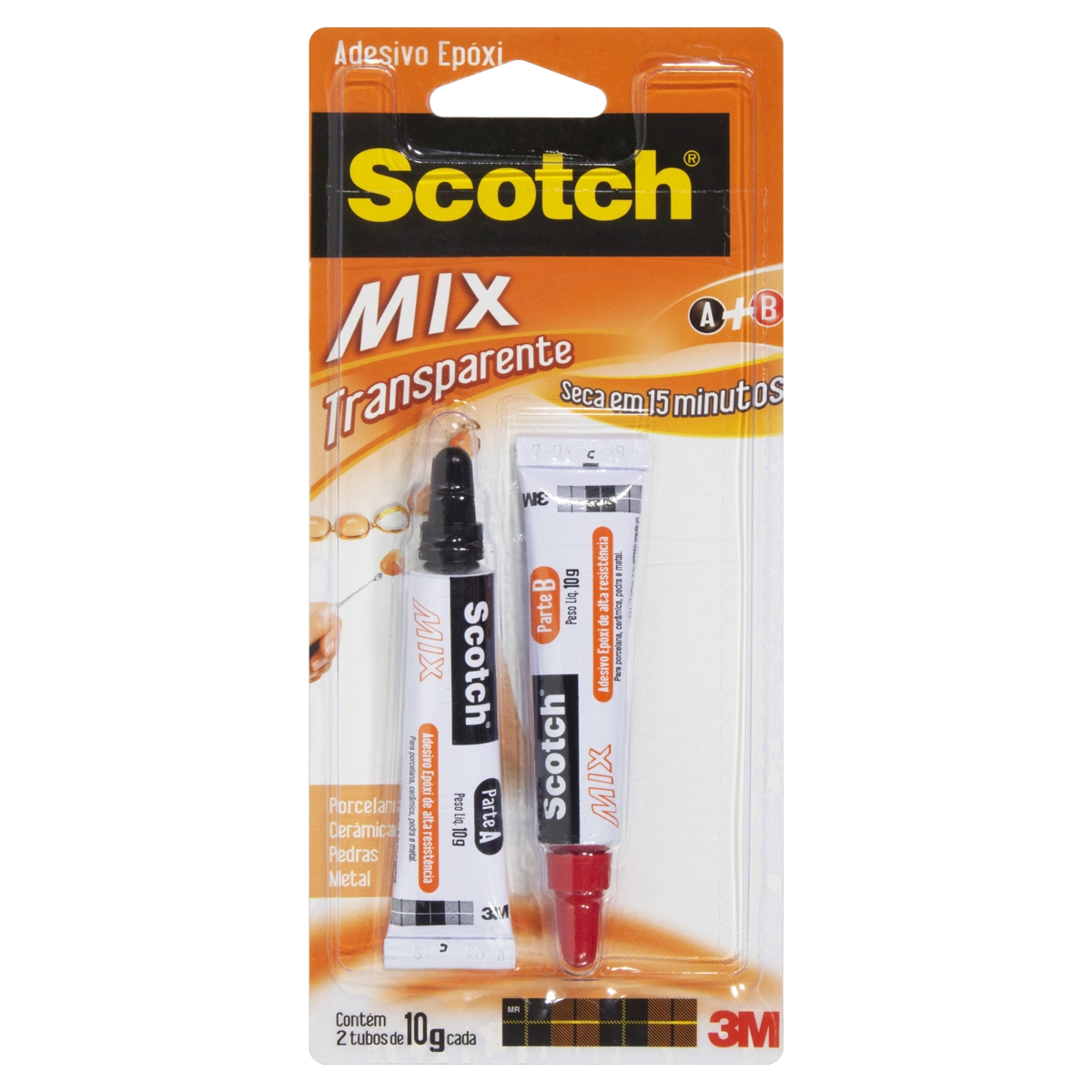 Adesivo Epóxi Transparente Scotch Mix Blister 20g 2 Unidades