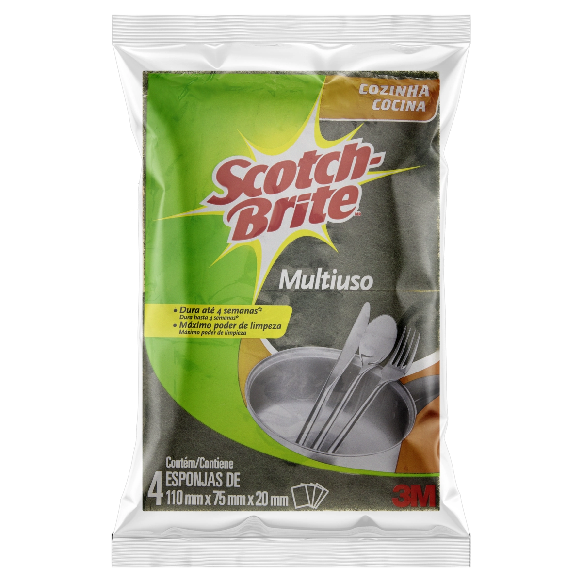 Esponja Multiuso Cozinha Scotch Brite 4 Unidades