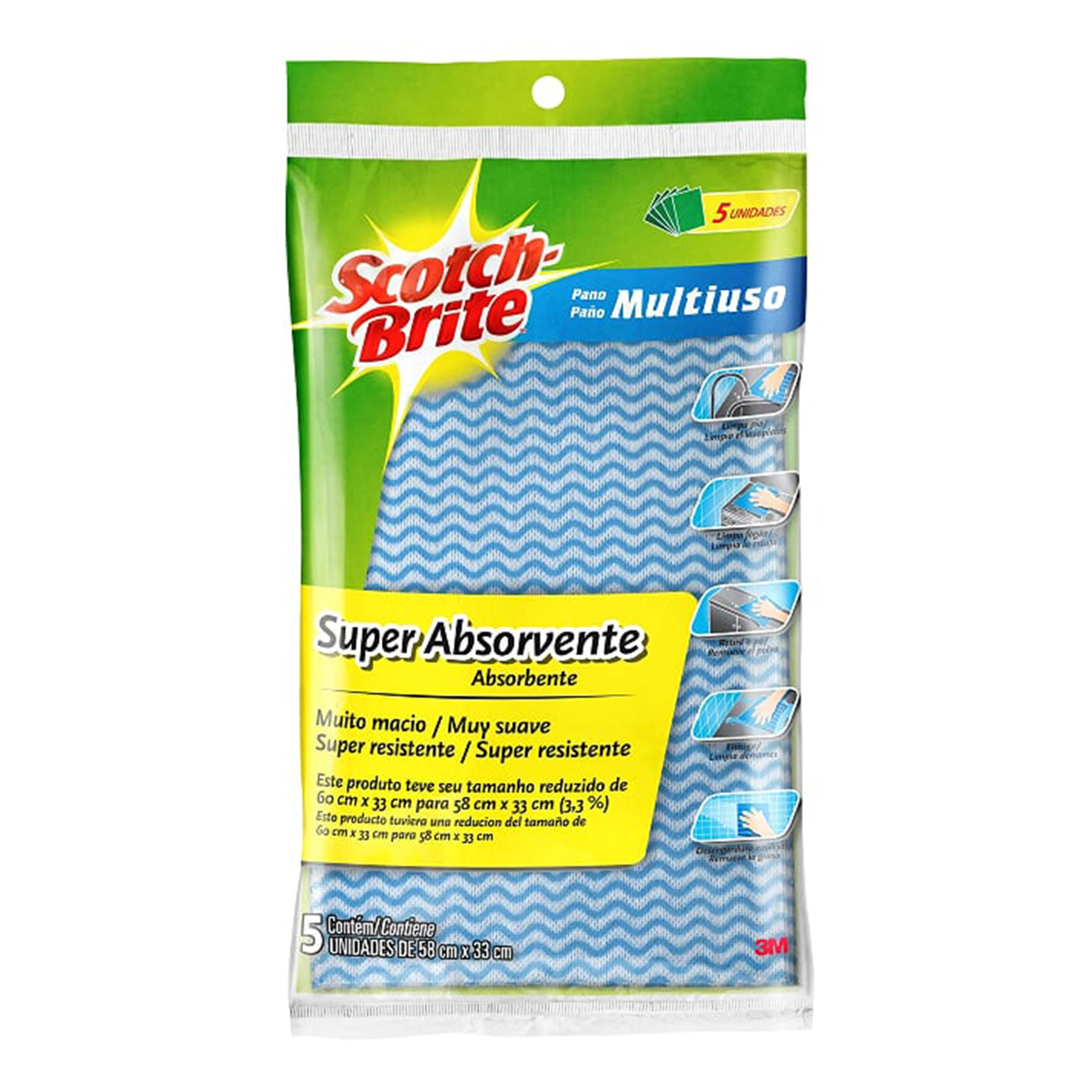 Conjunto de Panos 5 Peças em Viscose 128155 Azul Scotch-Brite