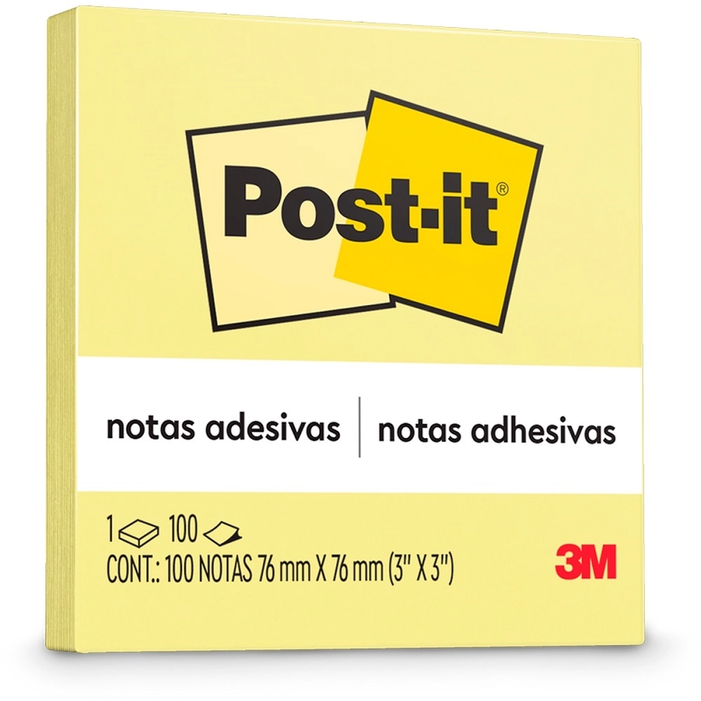Bloco De Notas Adesivas Amarelo Canário Post It 76mm X 76mm 100 Folhas