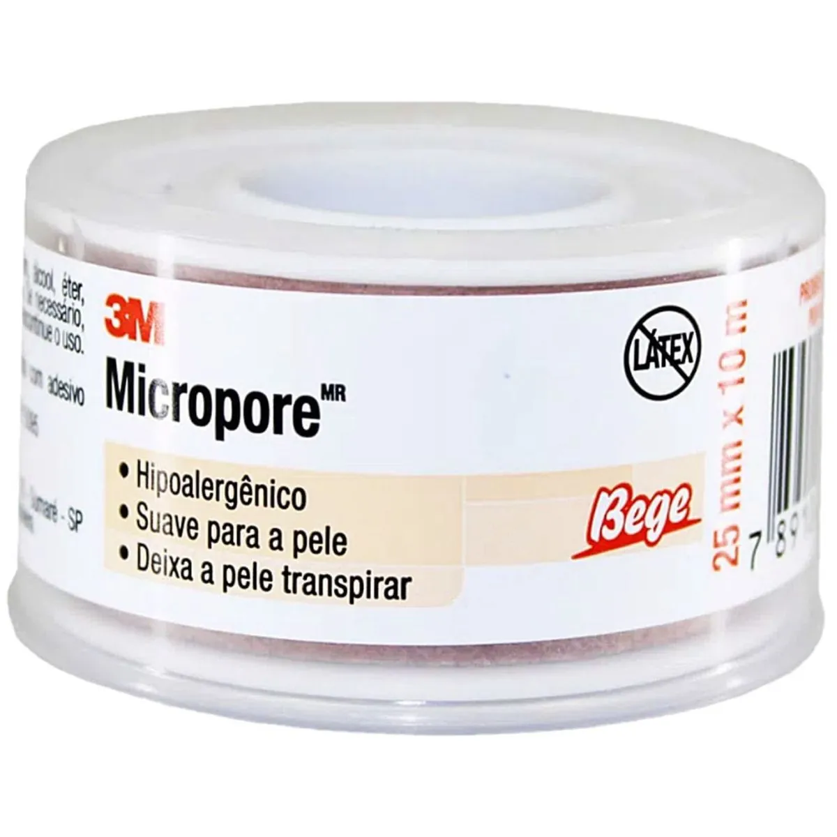 Fita Médica Microporosa Micropore 3M - Bege - 25mm x 10m