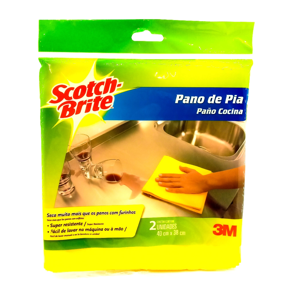 Pano Para Pia Scotch Brite 40cm X 38cm 2 Unidades