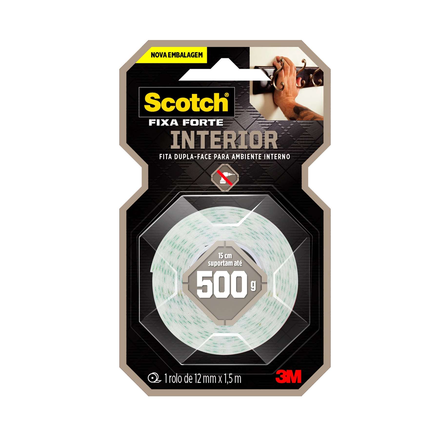 Fita Dupla Face De Espuma Scotch Fixa Forte 12mm X 1,5m