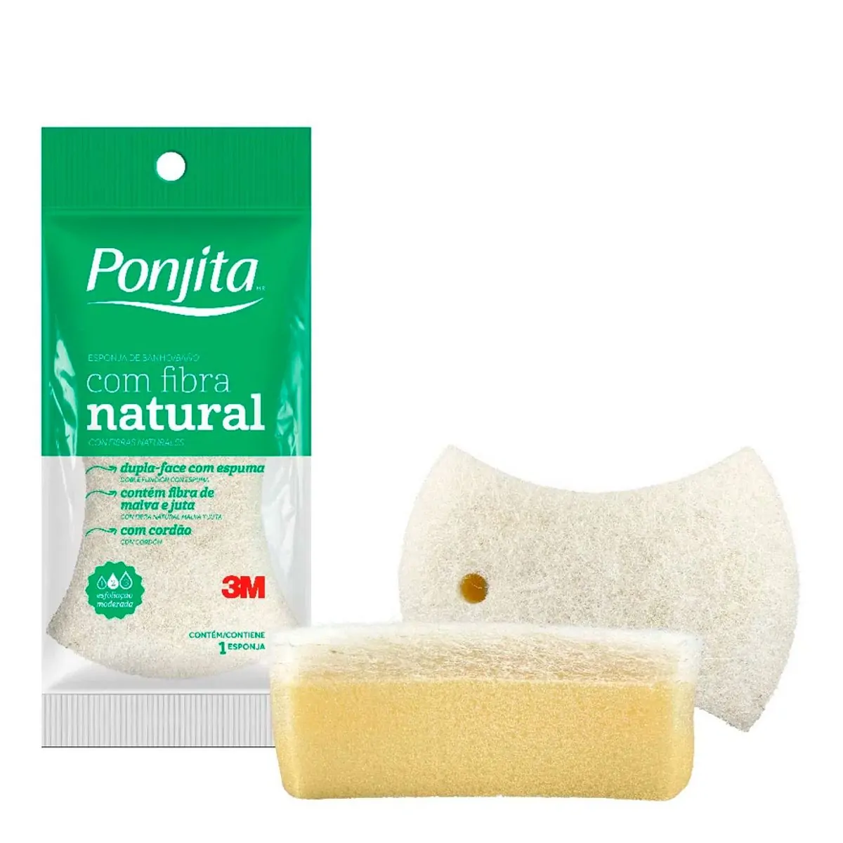 Esponja Para Banho Dupla Face Com Fibra Natural Ponjita