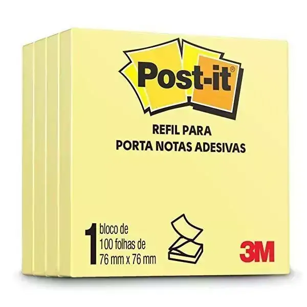 POST-IT Refil 76 MM X 76 MM 4 Blocos 100 Folhas Cada 3M