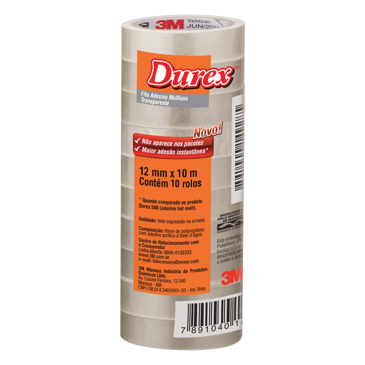 Fita Adesiva Multiuso Transparente Durex 12mm X 10m 10 Unidades