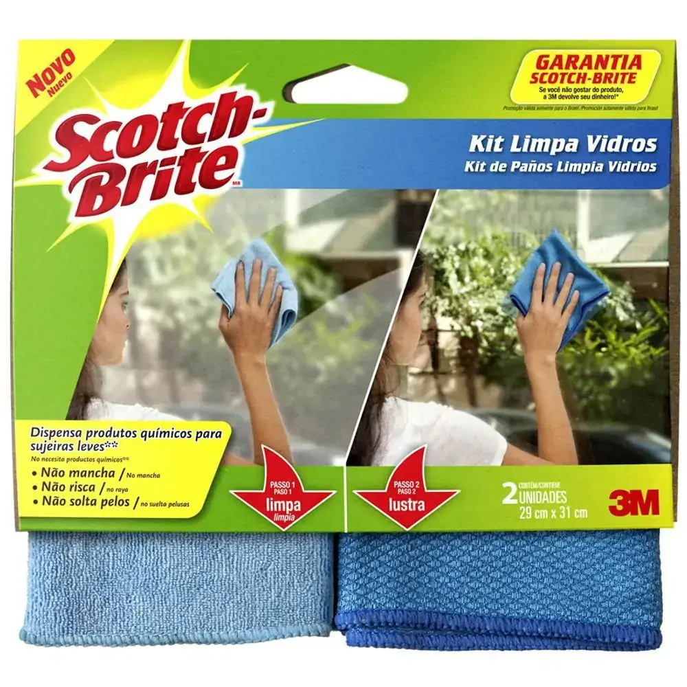 Kit Panos Limpa Vidros Scotch Brite C/2