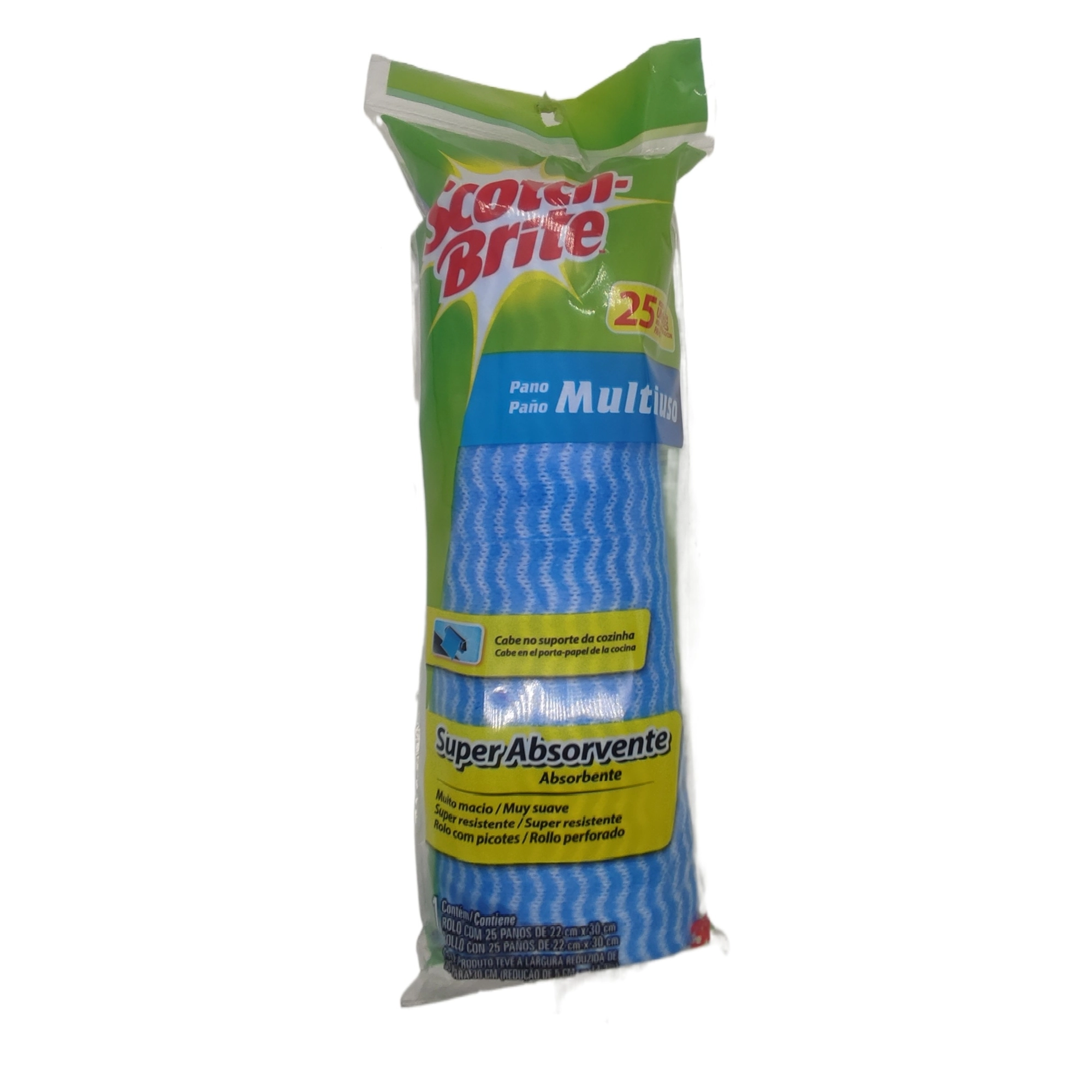Pano Multiuso SCOTCH-BRITE 22CM X 30CM AZUL Rolo com 25 3M