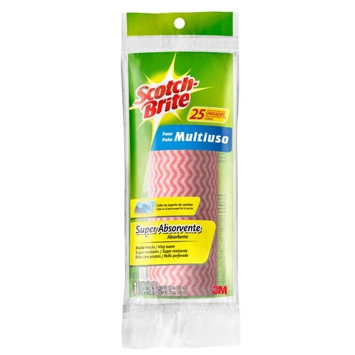 Pano Multiuso SCOTCH-BRITE 22CM X 30CM Rosa Rolo com 25 3M