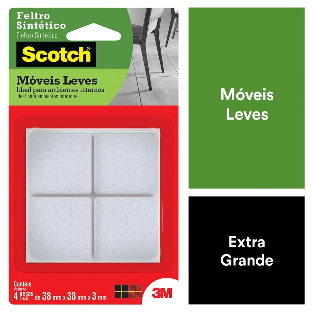 Feltro Protetor Sintético Branco Quadrado Scotch G 30mm X 30mm X 3mm 9 Unidades