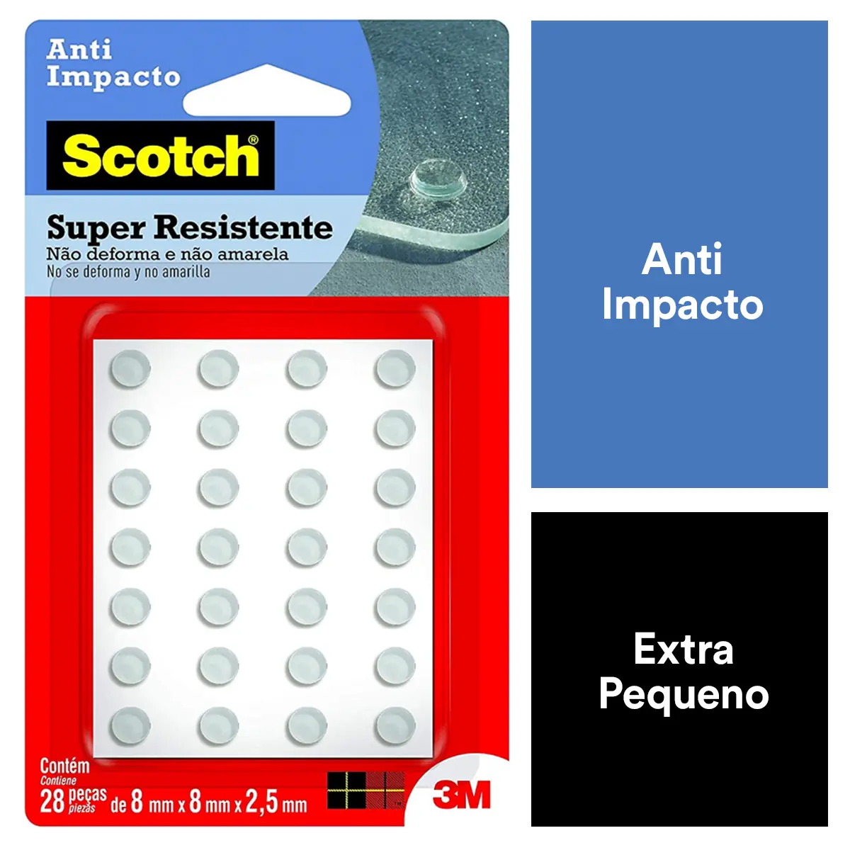 Protetor Anti Impacto Redondo Scotch Pp 8mm X 8mm X 2,5mm 28 Unidades