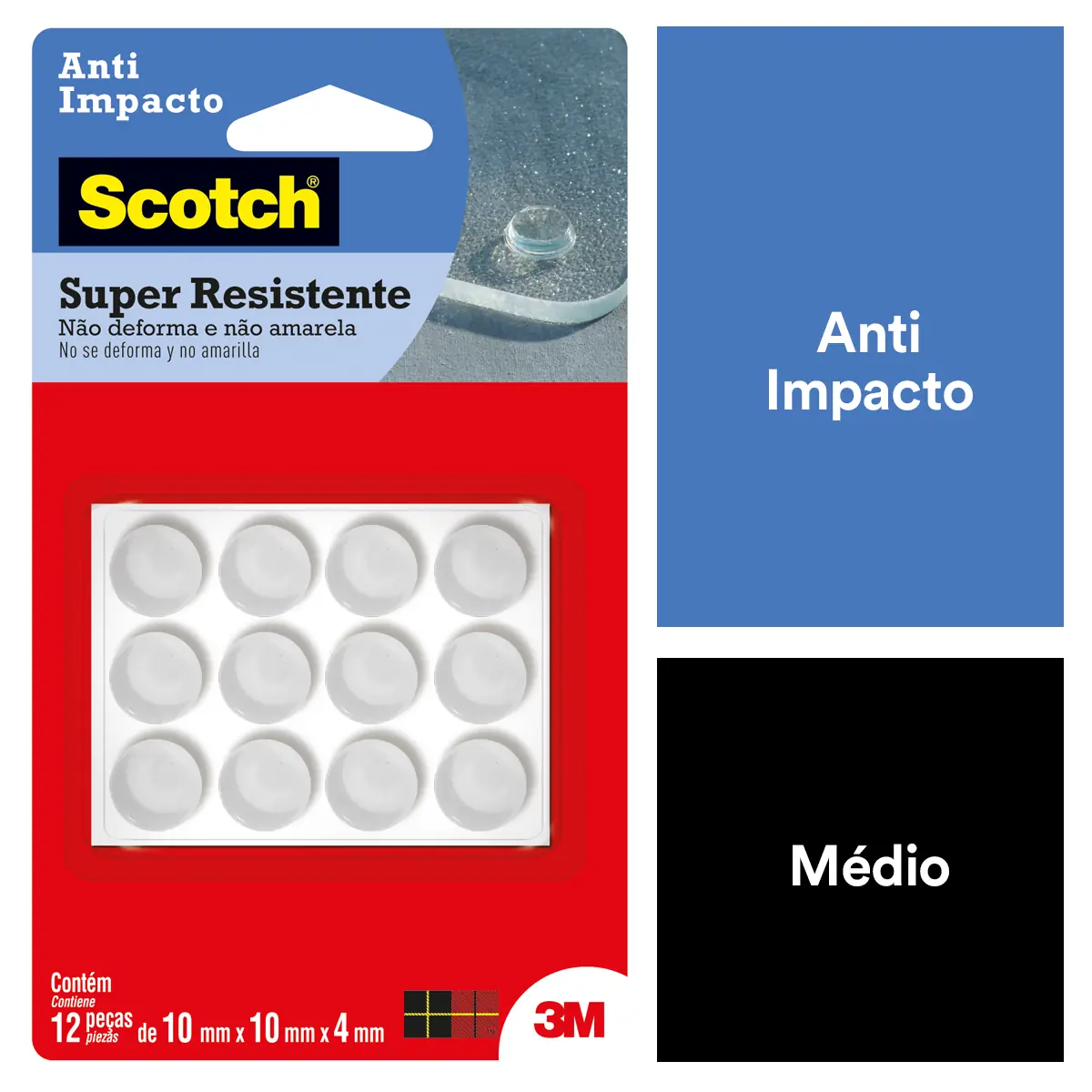 Protetor Anti Impacto Redondo Scotch M 10mm X 10mm X 4mm 12 Unidades