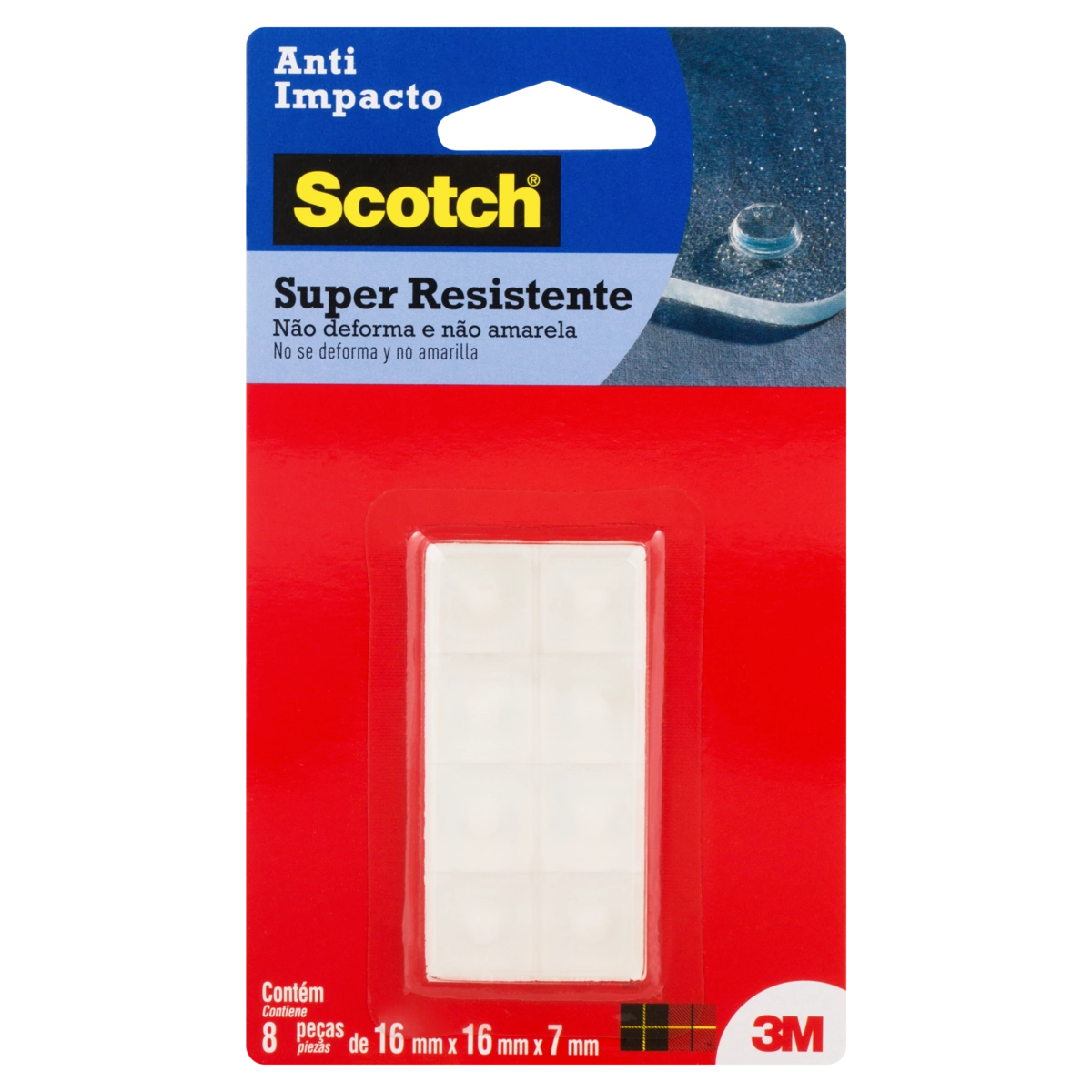 Protetor Anti Impacto Fosco Quadrado Scotch 16mm X 16mm X 7mm 8 Unidades