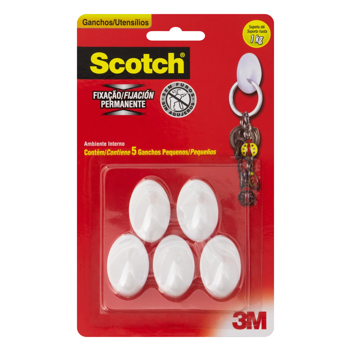 Gancho Branco 0,5kg Scotch Pequeno 4 Unidades