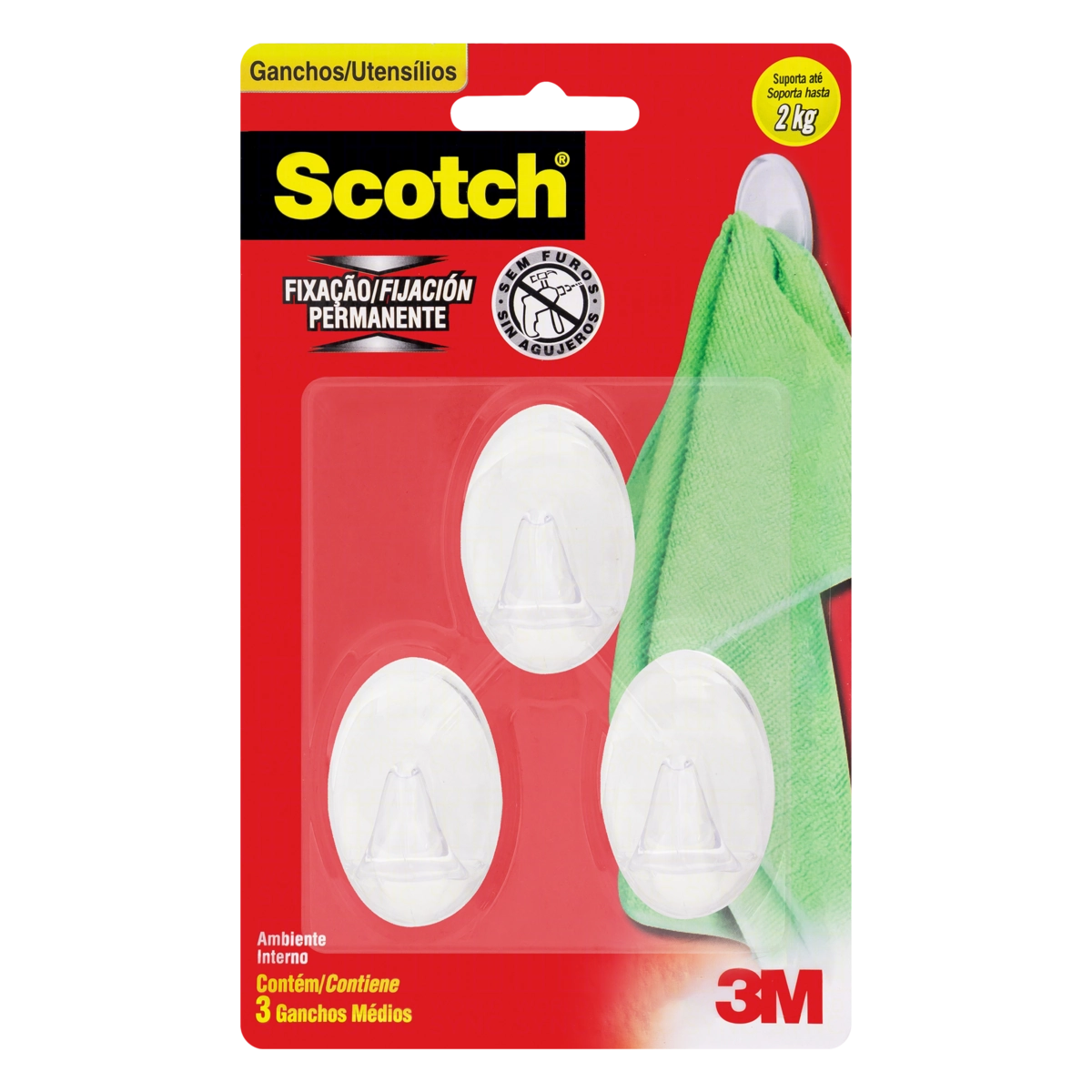 Gancho 1kg Scotch Médio 3 Unidades