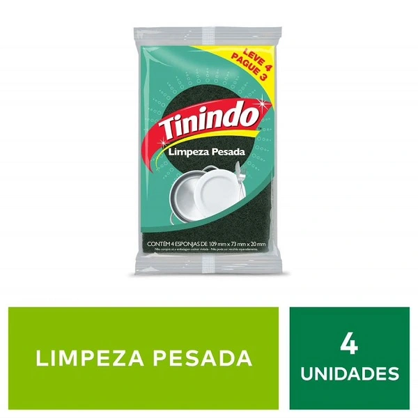 Esponja Limpeza Pesada Tinindo Leve 4 Pague 3 Unidades