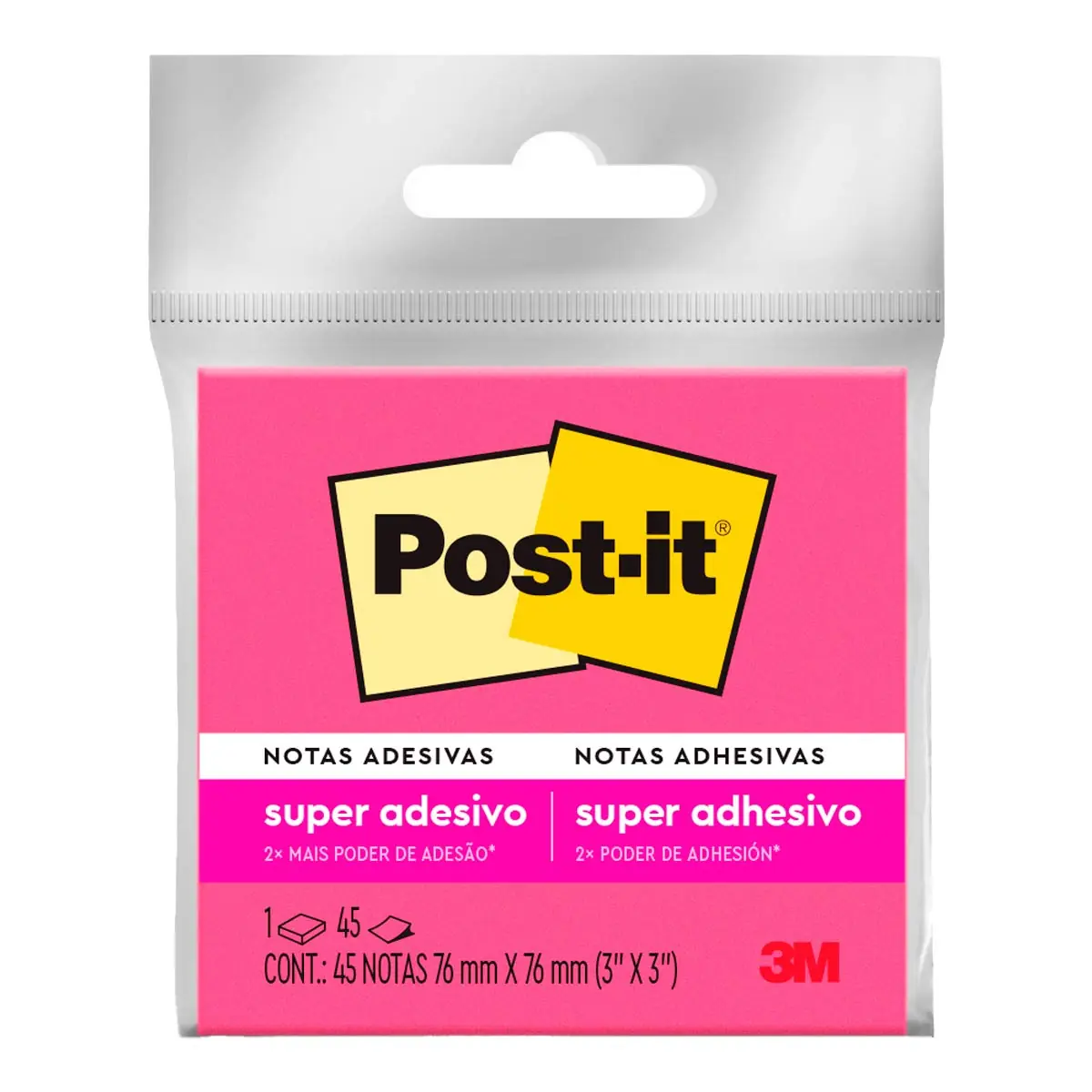 Bloco De Notas Adesivas Rosa Post It 76mm X 76mm 45 Folhas