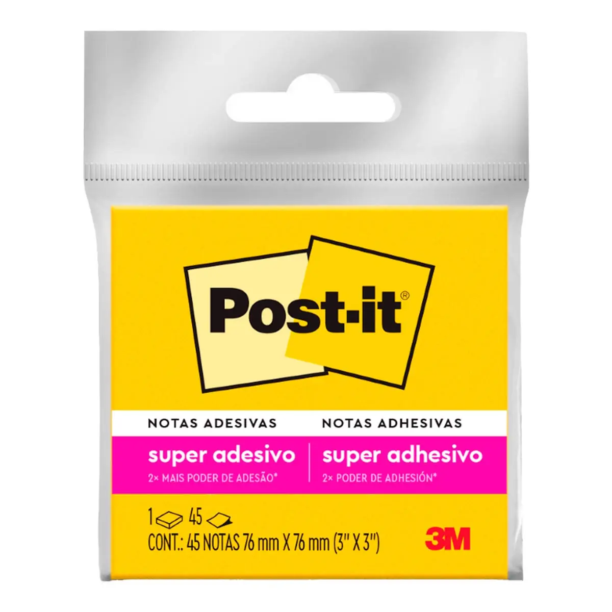 Bloco De Notas Adesivas Amarelo Neon Post It 76mm X 76mm 45 Folhas
