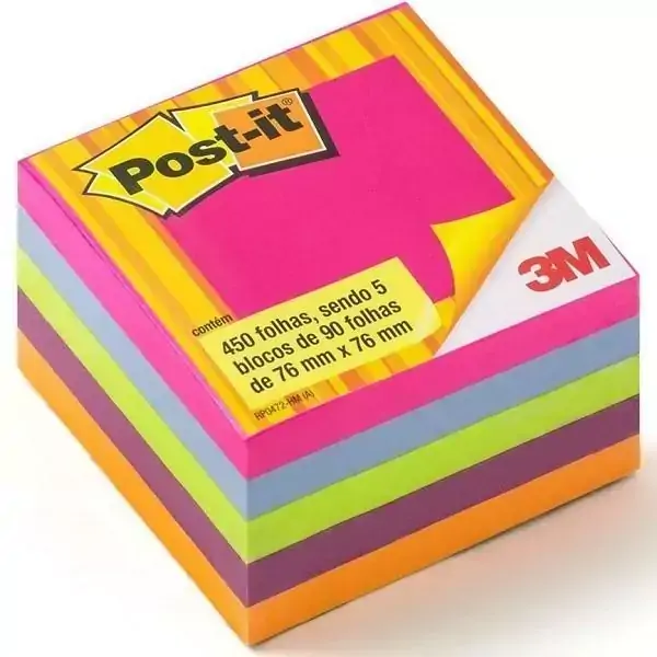 POST-IT Cubo Tropical 654 76MM X 76MM com 450 Folhas 3M