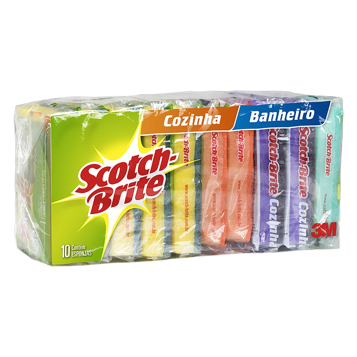 Kit Esponja Cozinha Banheiro Scotch Brite 10 Unidades