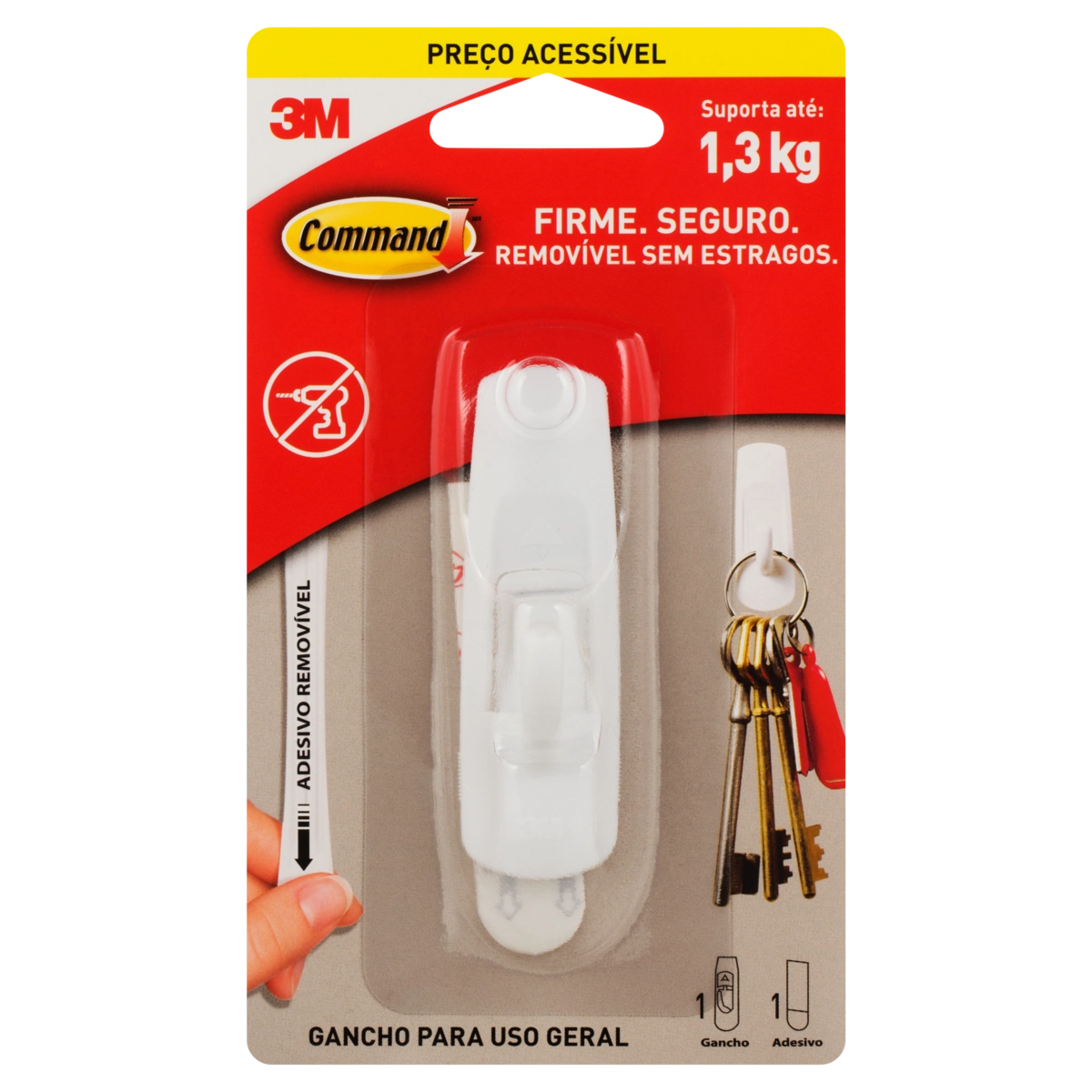 Gancho Multiuso Branco 1,3kg Command M