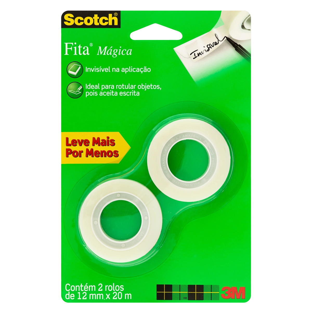 Fita Mágica Scotch 12mm X 20m 2 Unidades Leve Mais Pague Menos
