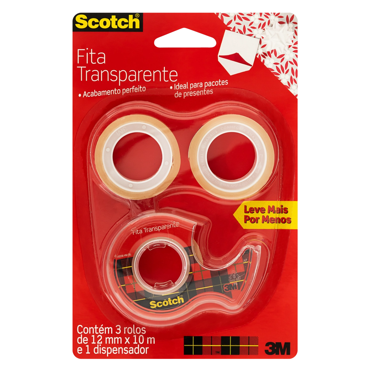 Fita Transparente Com Dispensador Scotch 12mm X 10m 3 Unidades Leve Mais Pague Menos