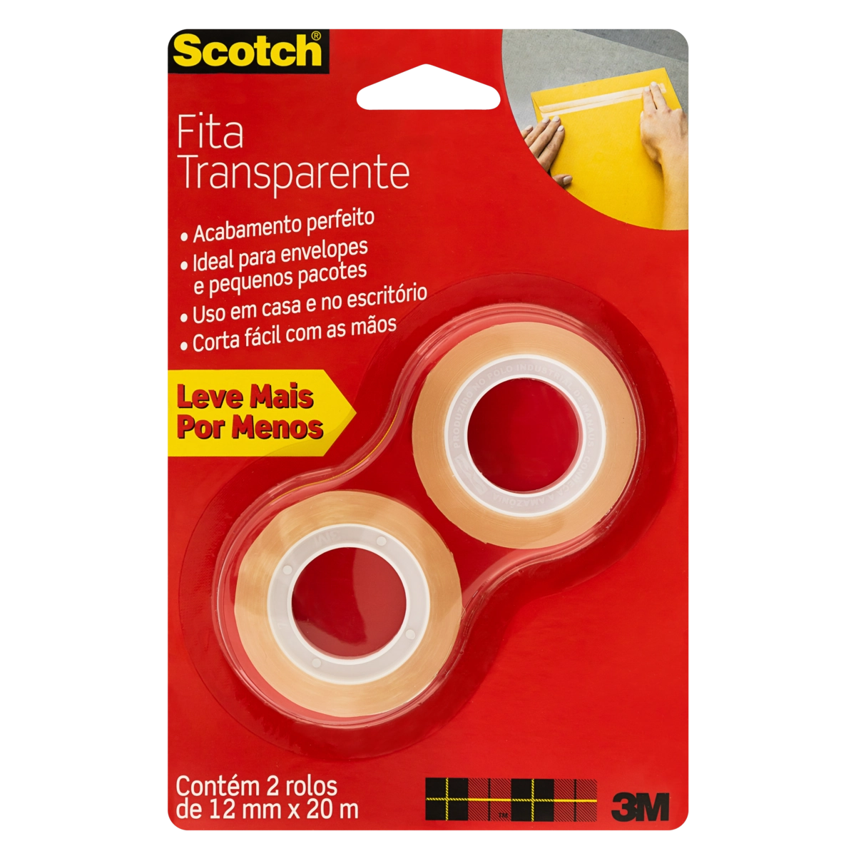 Fita Transparente Scotch 12mm X 20m 2 Unidades Leve Mais Pague Menos