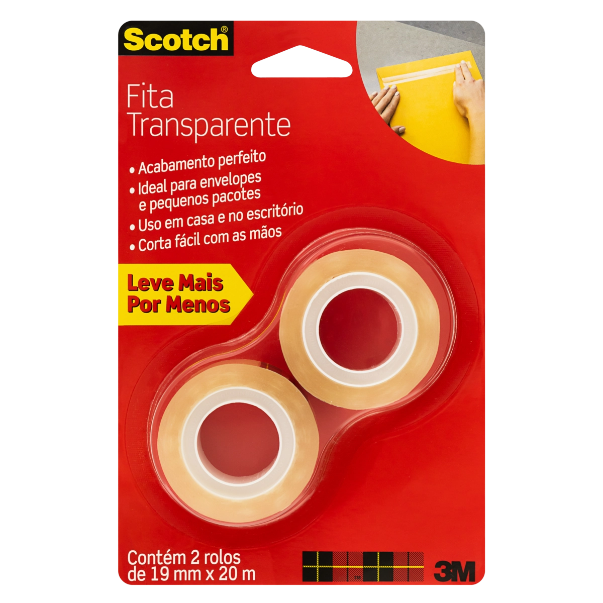 Fita Transparente Scotch 19mm X 20m 2 Unidades Leve Mais Pague Menos