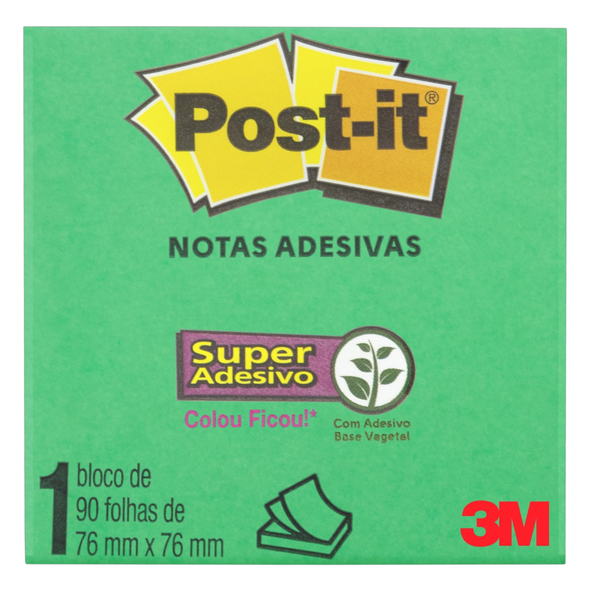 Bloco De Notas Adesivas Verde Limão Post It 76mm X 76mm 90 Folhas