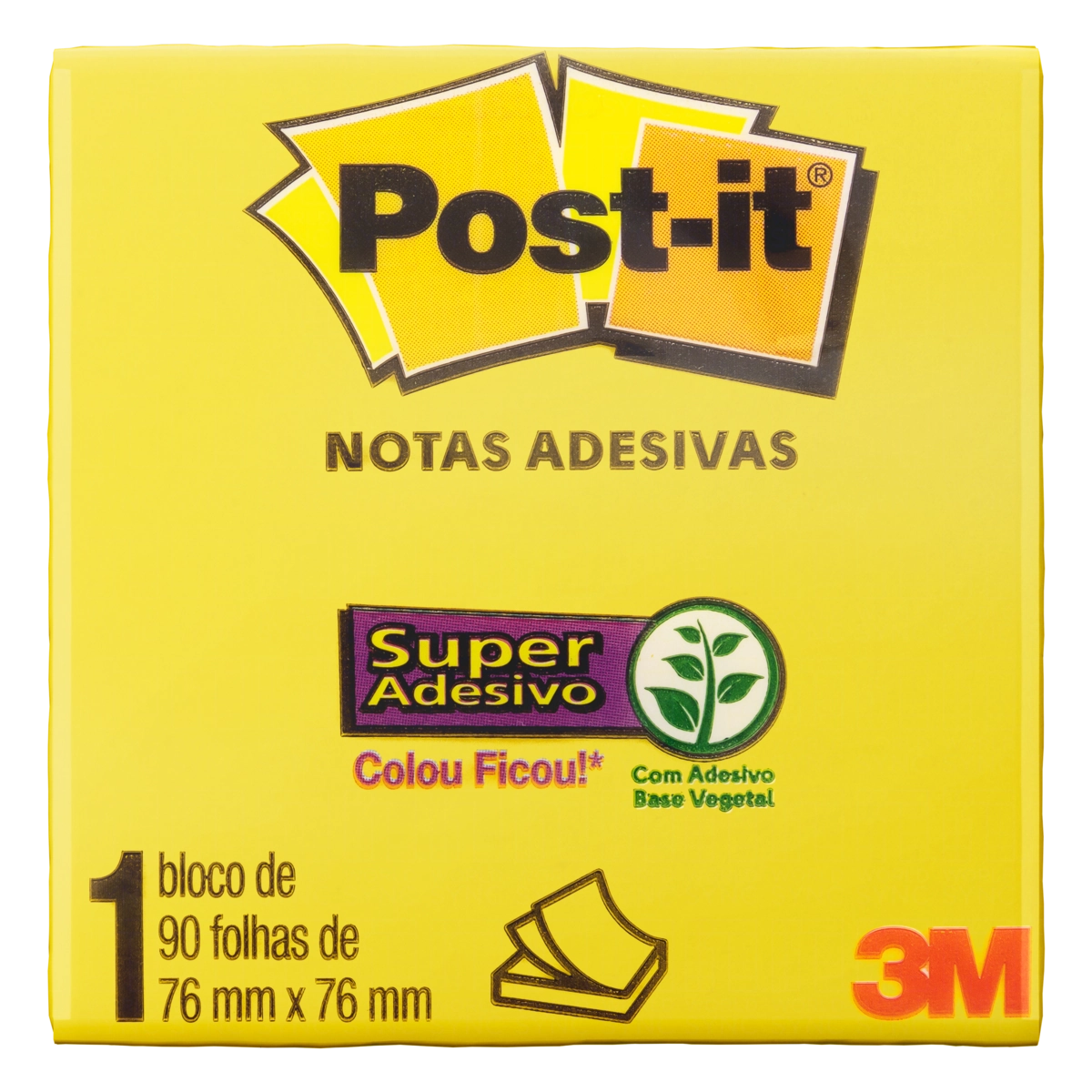 Bloco De Notas Adesivas Amarelo Sol Post It 76mm X 76mm 90 Folhas