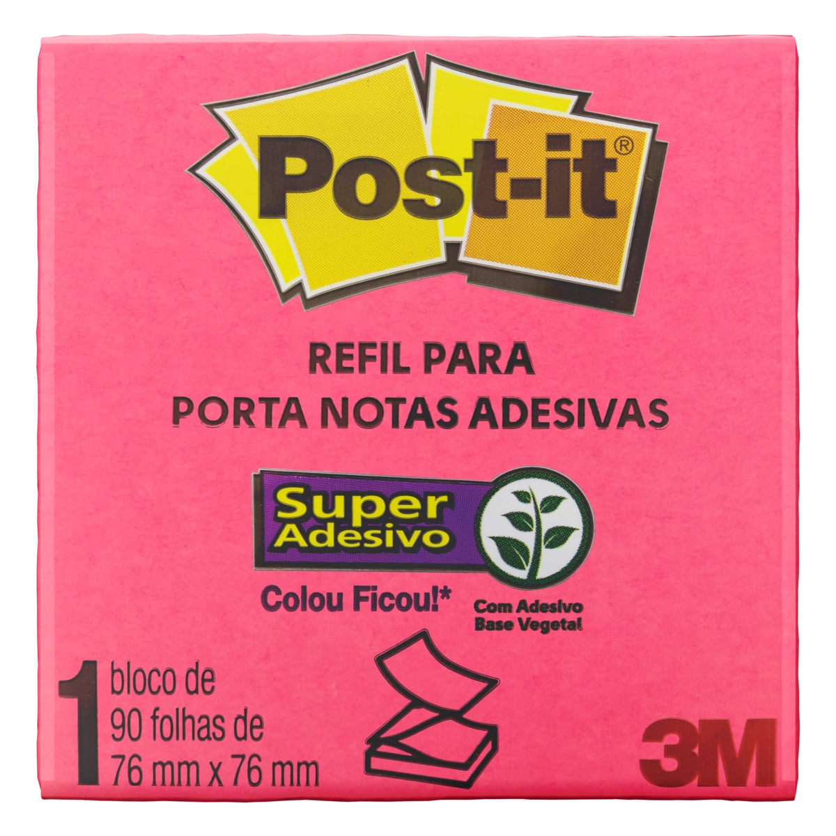 POST-IT Rosa POPPY 76MM X 76MM 90 Folhas 3M