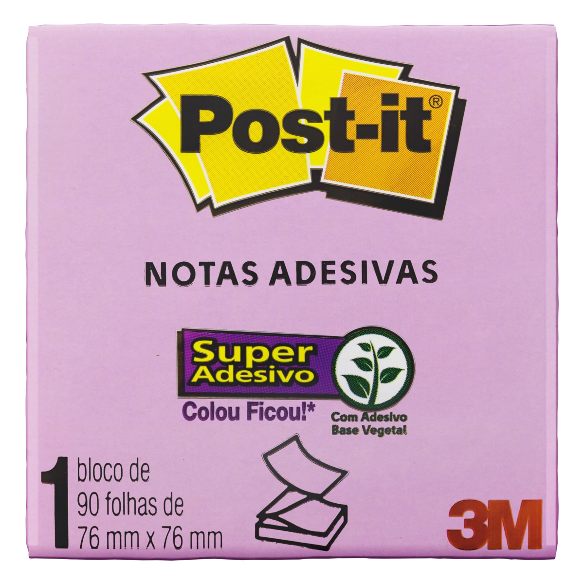 Bloco De Notas Adesivas Rosa Milênio Post It 76mm X 76mm 90 Folhas