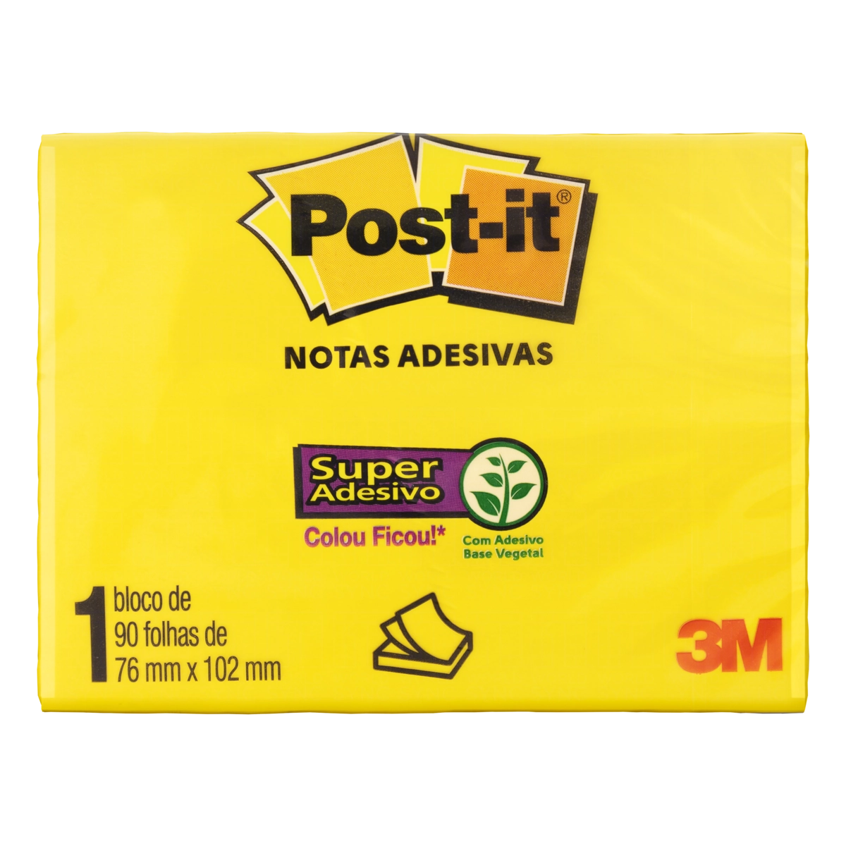Bloco De Notas Adesivas Amarelo Sol Post It 76mm X 102mm 90 Folhas
