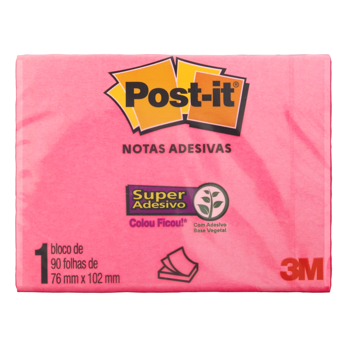 Bloco De Notas Adesivas Rosa Poppy Post It 76mm X 102mm 90 Folhas