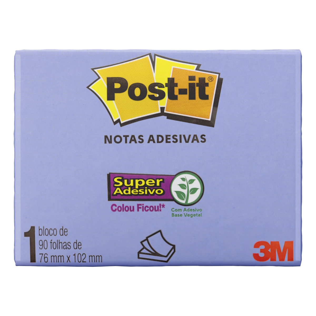 Bloco De Notas Adesivas Azul Cristal Post It 76mm X 102mm 90 Folhas