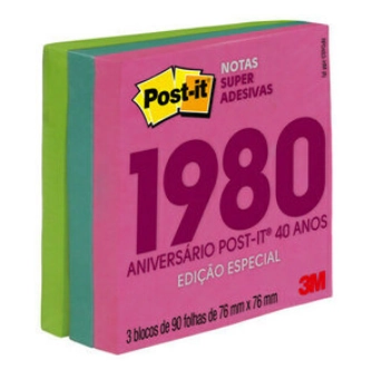 POST-IT Retro ANOS 80 76MM X 76MM 3 Blocos de 90 Folhas 3M
