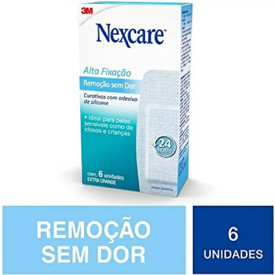 Curativo Alta Fixação Nexcare Remoção Sem Dor 50mm X 101mm Caixa 6 Unidades