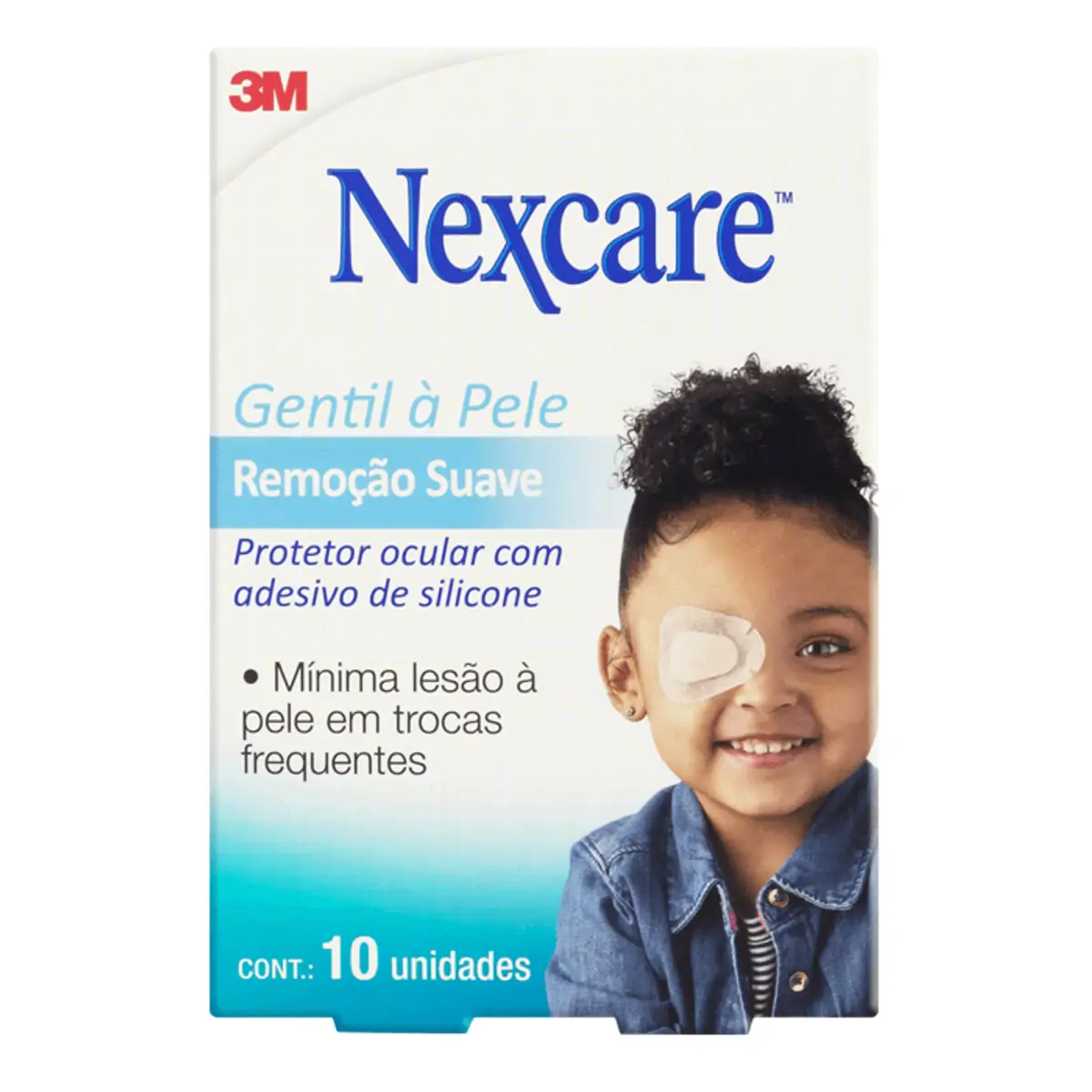 Protetor Ocular Infantil Gentil à Pele Nexcare Remoção Suave 50mm X 60mm Caixa 10 Unidades