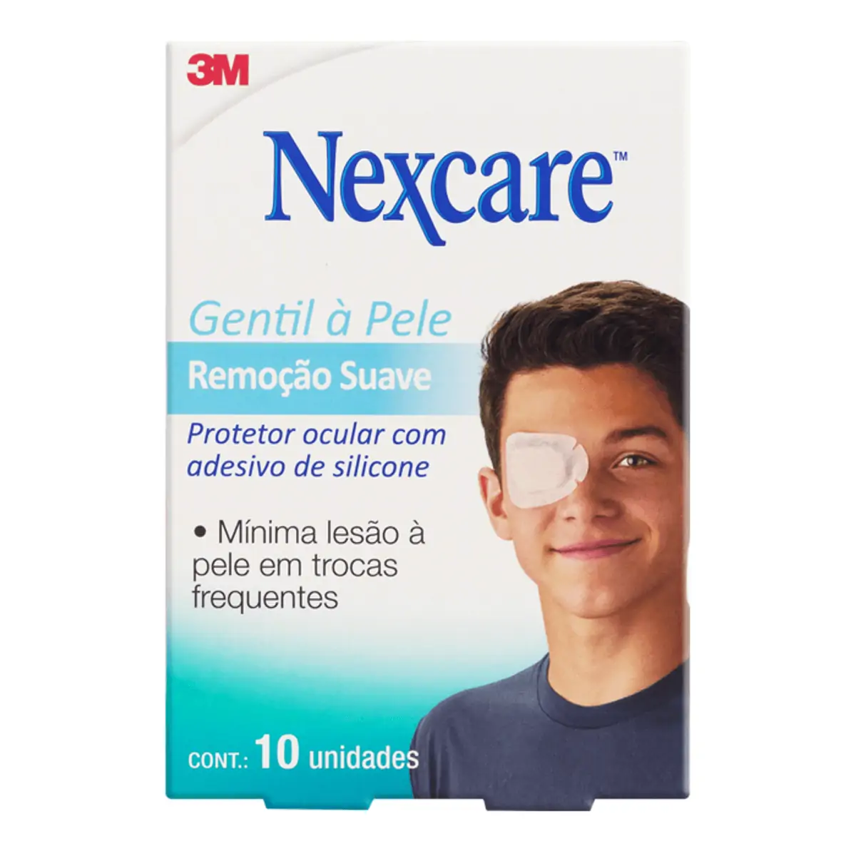 Protetor Ocular Adulto Gentil à Pele Nexcare Remoção Suave 57mm X 80mm Caixa 10 Unidades