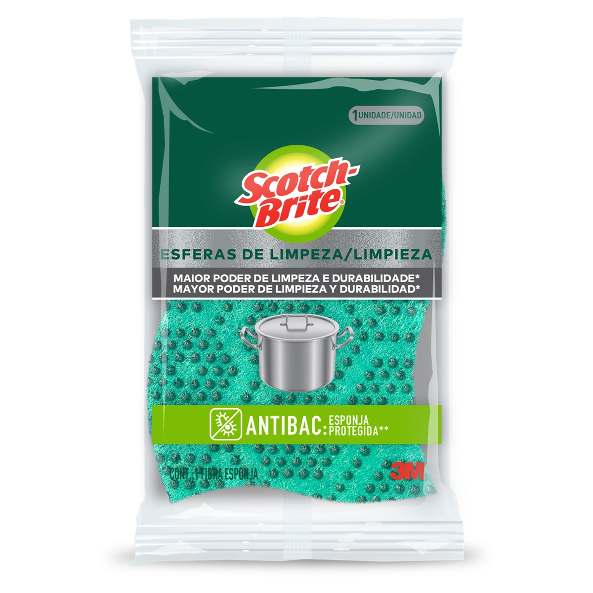 Esponja Verde Esfera De Limpeza Scotch Brite Antibac